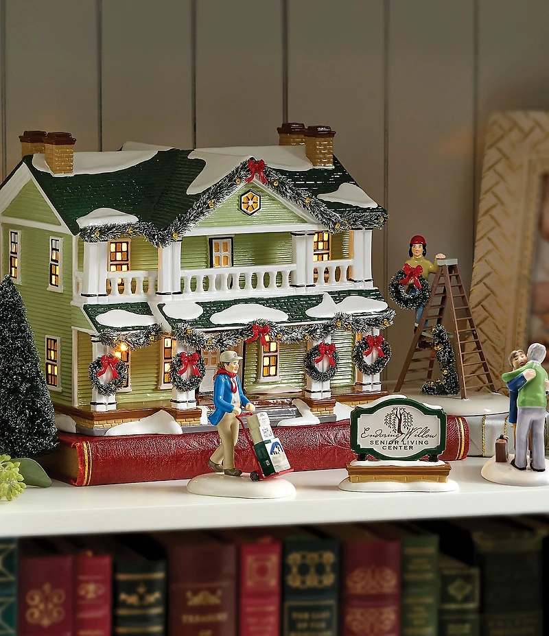 Department 56 Snow Village Enduring Willow Senior Center Lit Building, Set of 2