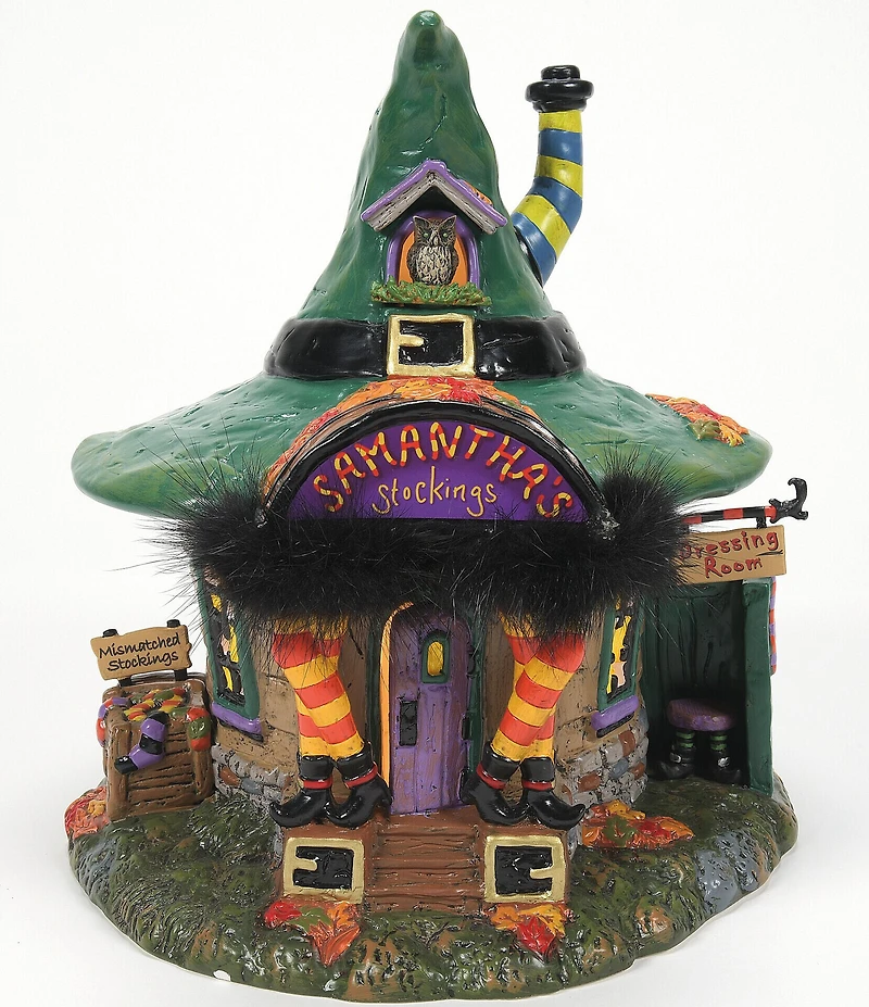 Department 56 Snow Village Halloween Samantha's BOO-tique Lit Building