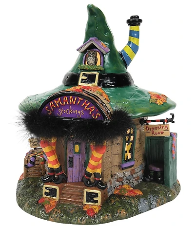Department 56 Snow Village Halloween Samantha's BOO-tique Lit Building