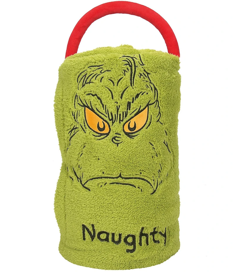 Department 56 Snowpinions Dr. Seuss Naughty or Nice Grinch Snow Throw Holiday Fleece Blanket