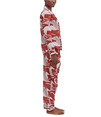 Desmond & Dempsey Pegasus Woven Long Button-Front Pajama Set