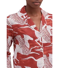 Desmond & Dempsey Pegasus Woven Long Button-Front Pajama Set