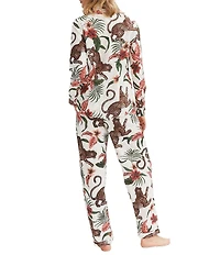 Desmond & Dempsey Soleia Leopard Woven Long Pajama Set