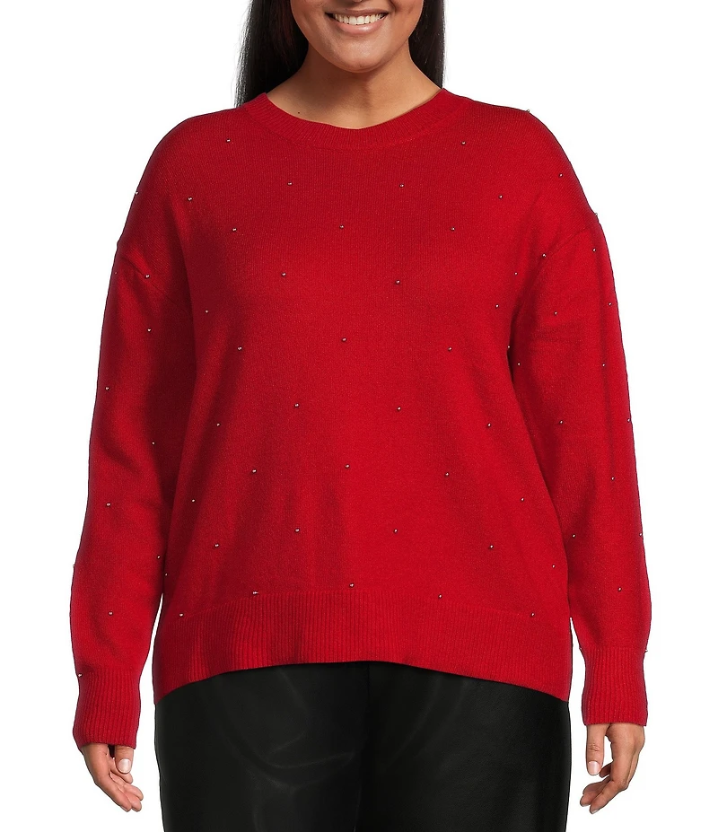 Dex Clothing Plus Long-Sleeve Embellished Sweater