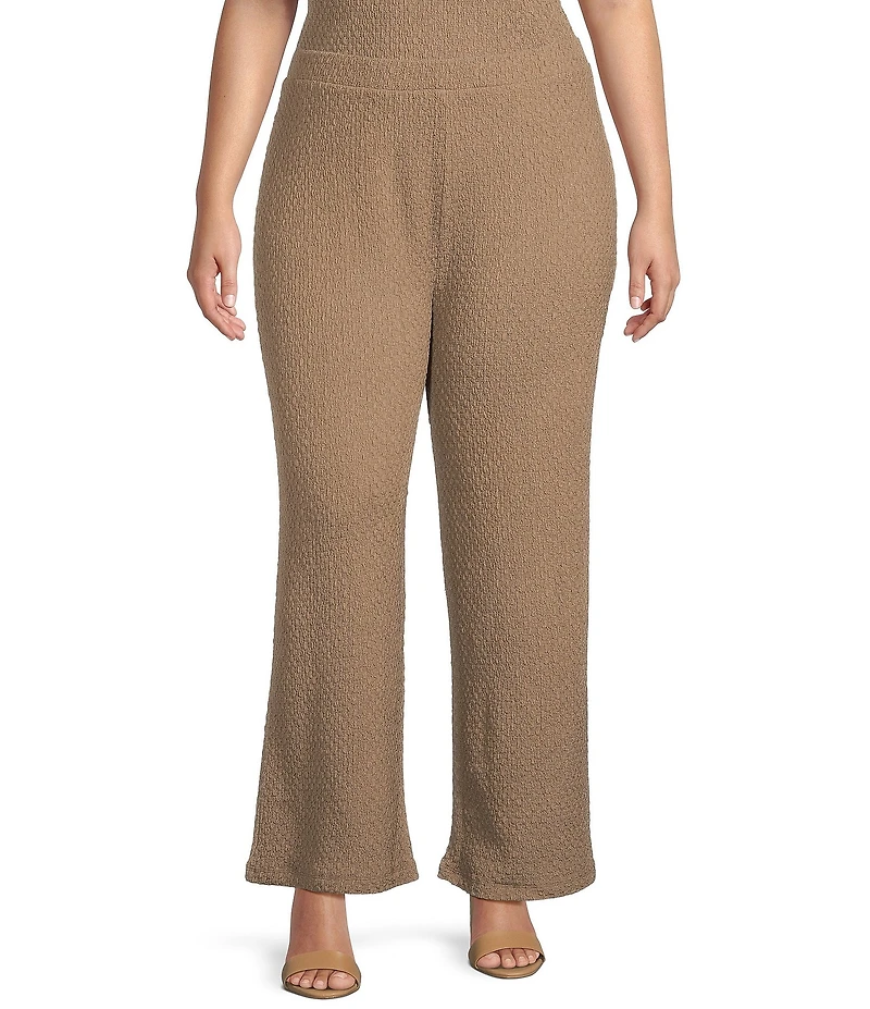Dex Clothing Plus Size Flowy Wide Leg Textured Pants