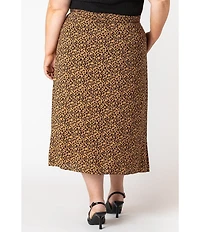 Dex Plus High Rise Leopard Print Button Front Midi Skirt