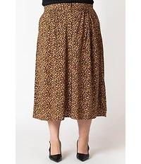 Dex Plus High Rise Leopard Print Button Front Midi Skirt