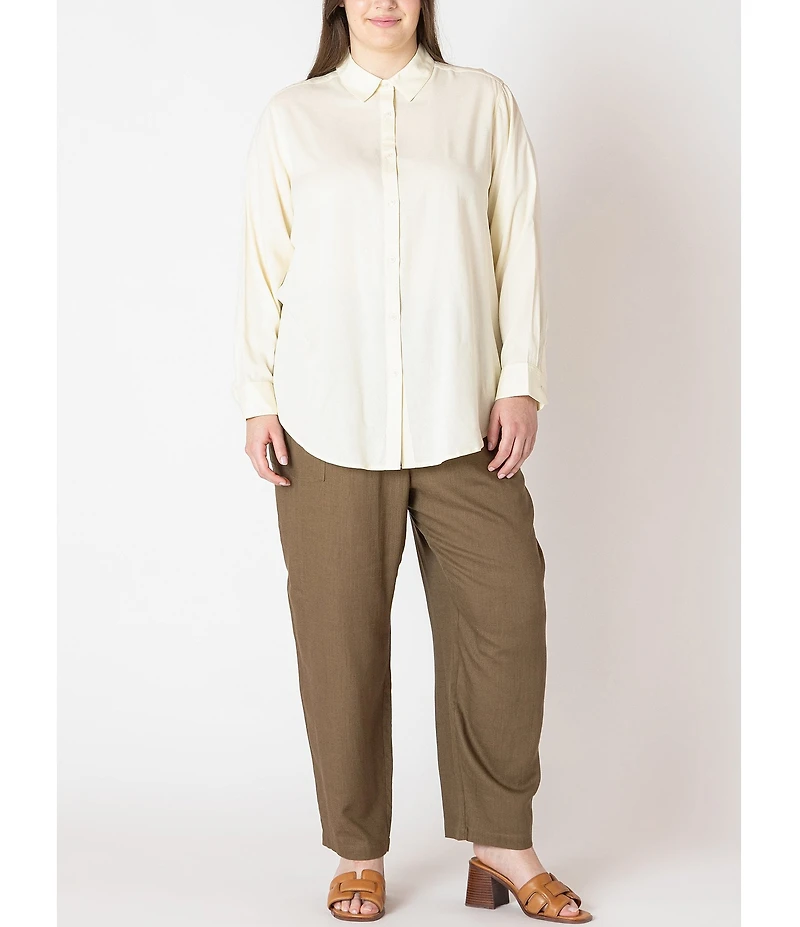 Dex Plus Long Sleeve Button Front Blouse