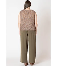 Dex Plus Paisley Print Sleeveless Pleated Top