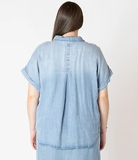 Dex Plus Short Sleeve Button-Down Blouse