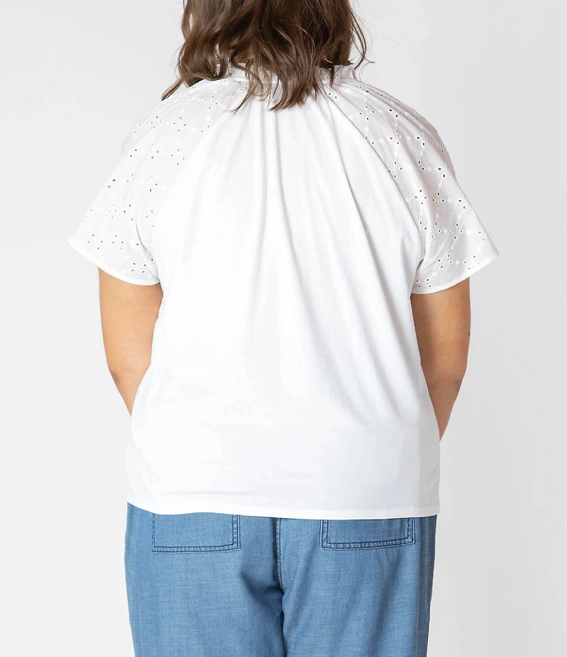 Dex Plus Short Sleeve Pointelle Knit Top