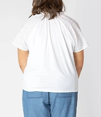 Dex Plus Short Sleeve Pointelle Knit Top