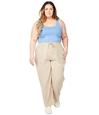 Dex Plus Straight Leg Linen Utility Pants