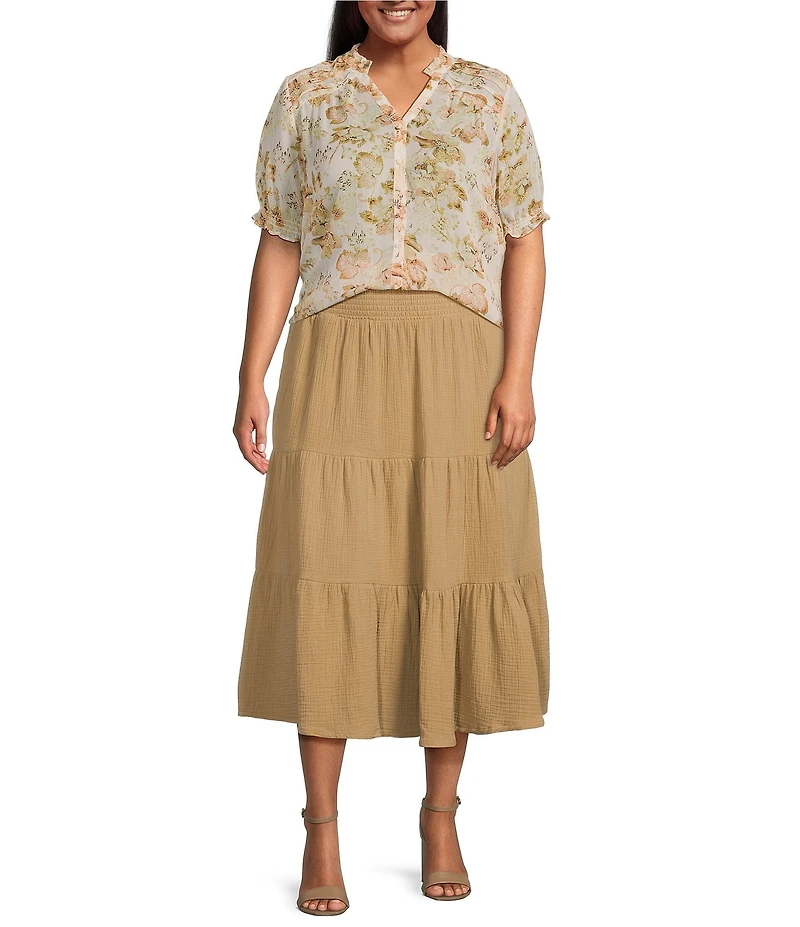 Dex Plus Textured Midi Skirt