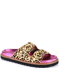Diba True Jan Et Leopard Print Calf Hair Slide Sandals