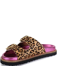 Diba True Jan Et Leopard Print Calf Hair Slide Sandals