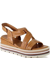 Diba True Mellen Camp Leather Twist Strap Platform Wedge Sandals