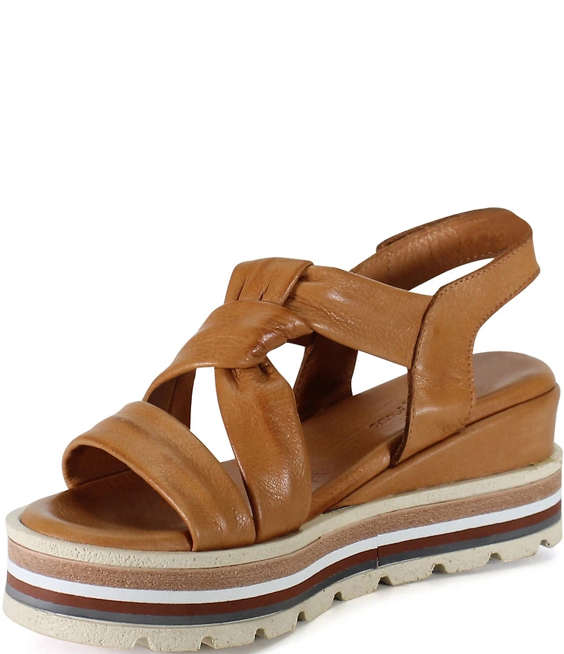 Diba True Mellen Camp Leather Twist Strap Platform Wedge Sandals