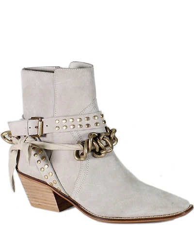 Diba True Paper Lily Studded Suede Chain Hardware Booties