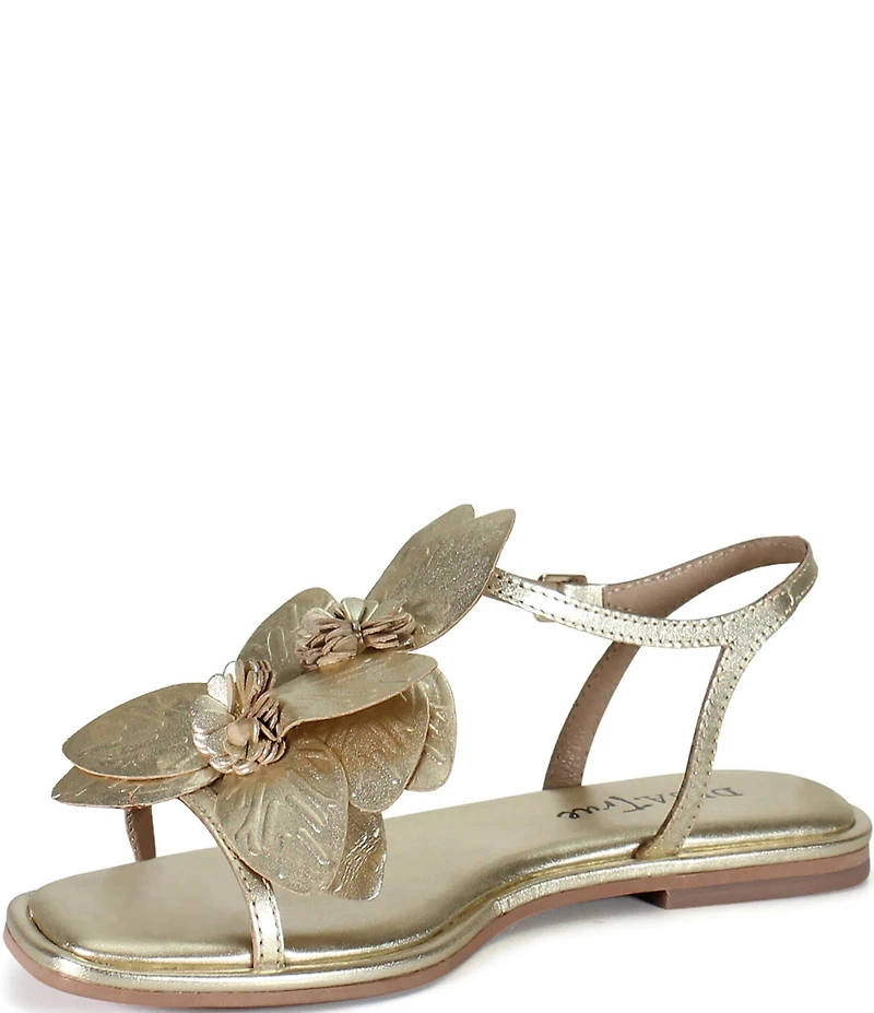 Diba True Per Shing Metallic Leather Floral Ornament Detail Sandals