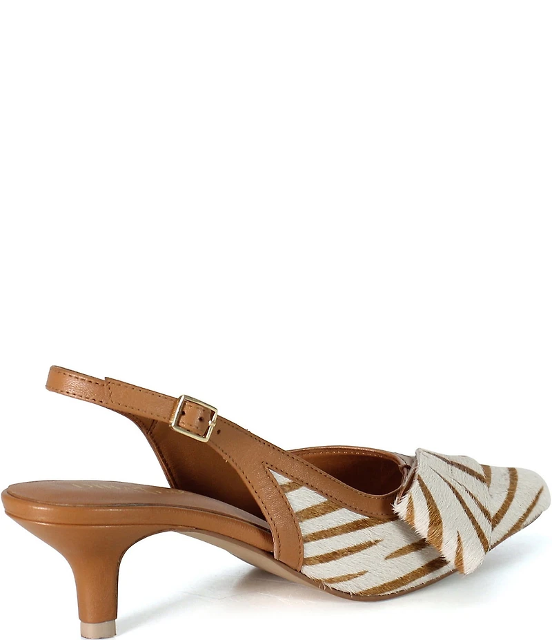 Diba True Settle Down Zebra Print Calf Hair Slingback Kitten Heel Pumps