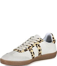 Diba True To Paz Leather Suede Leopard Haircalf Zipper Detail Lace Up Sneakers