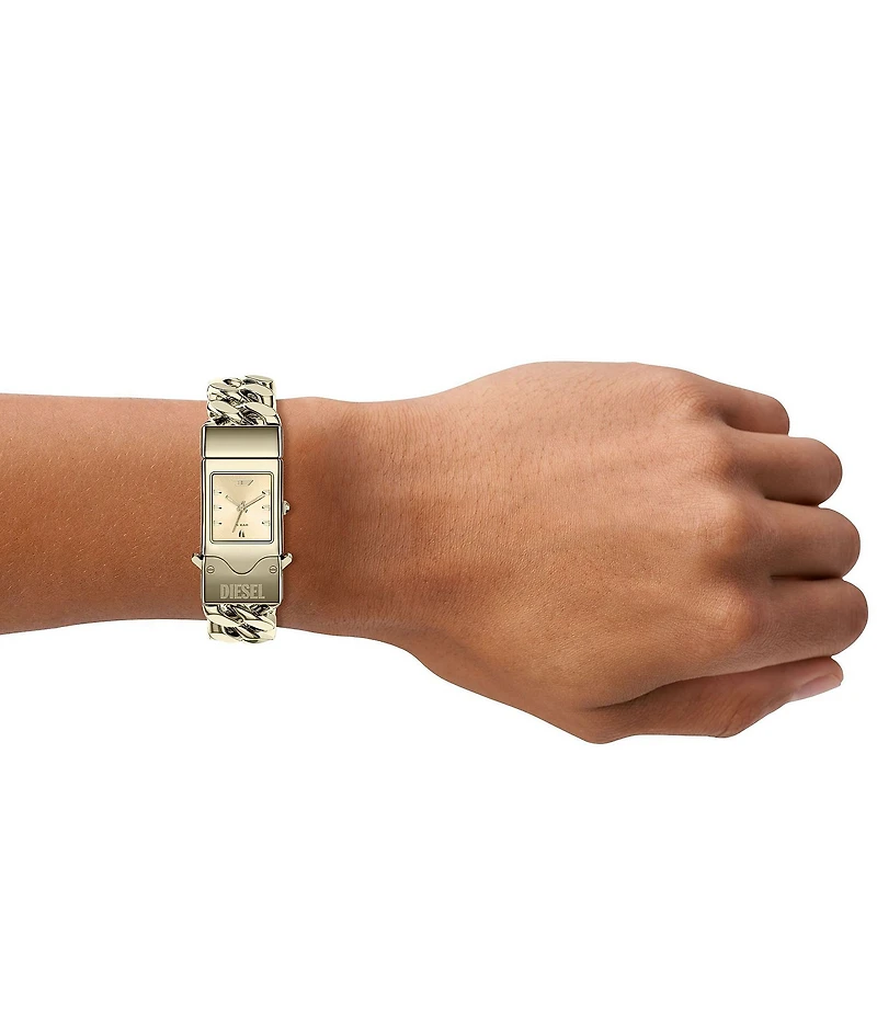 Diesel Men's Closer Three Hand Gold Tone Stainless Steel Bracelet Watch