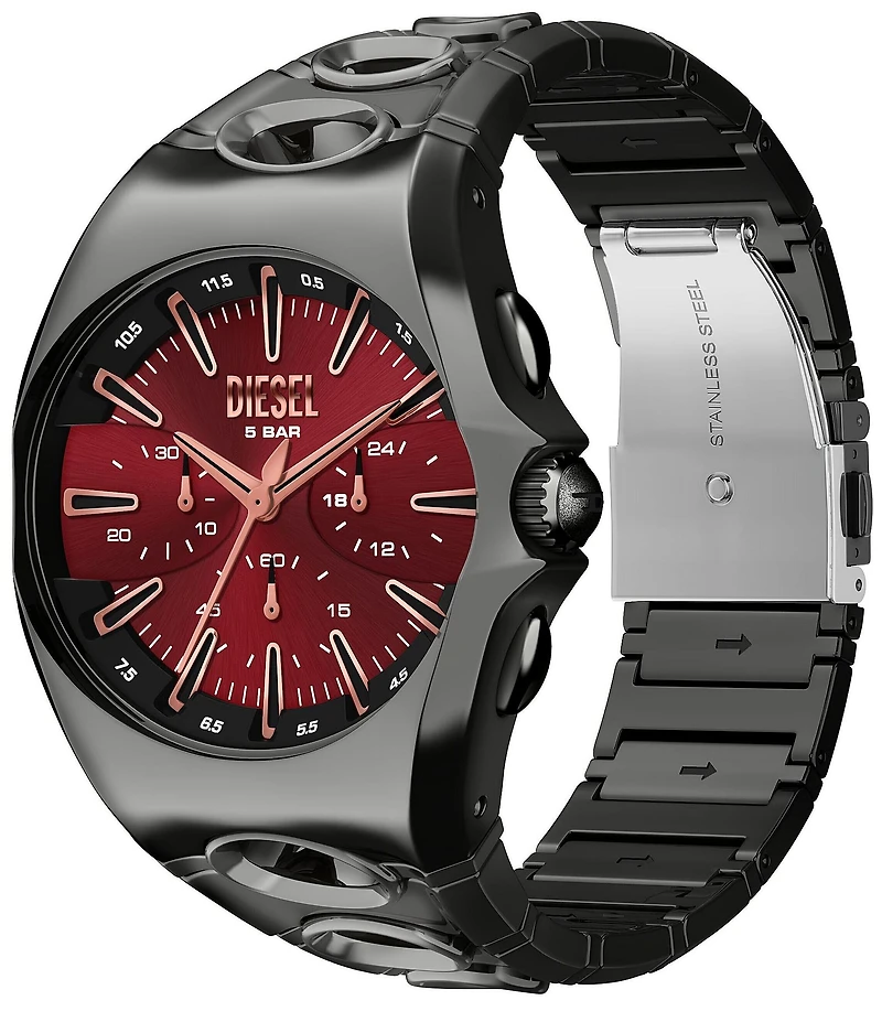 Diesel Men's D-Curve Quartz Chronograph Gunmetal Tone Stainless Steel Bracelet Watch