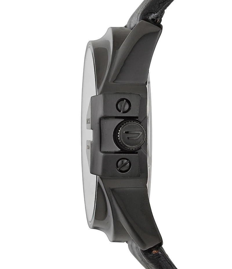 Diesel Men's Master Chief Three-Hand Date Black Leather Watch