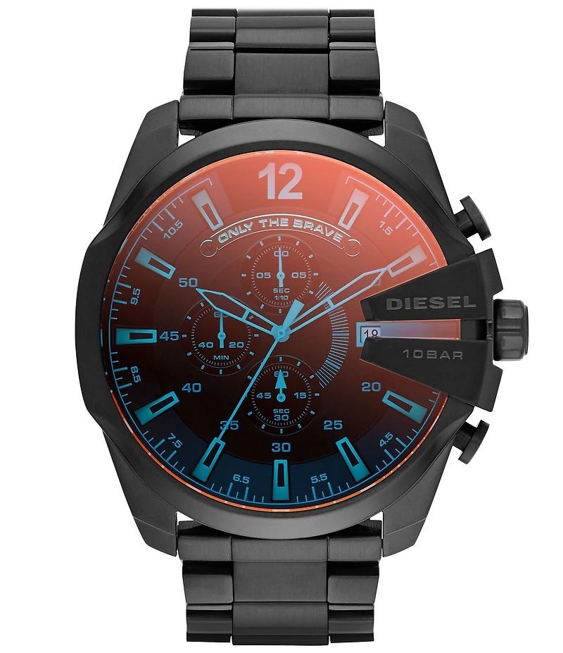 Diesel Men's Mega Chief Chronograph Black Stainless Steel Bracelet Watch