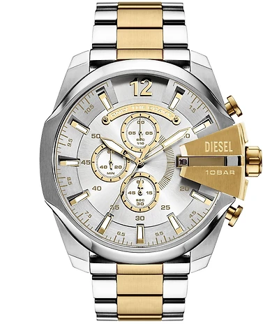Diesel Men's Mega Chief Quartz Chronograph Two Tone Stainless Steel Bracelet Watch