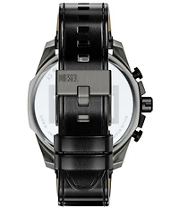 Diesel Men's Mega Chief Slim Chronograph Black Leather Strap Watch