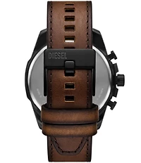 Diesel Men's Mega Chief Slim Chronograph Brown Leather Strap Watch