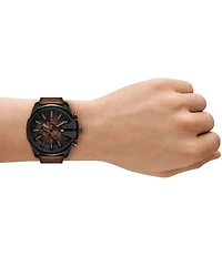 Diesel Men's Mega Chief Slim Chronograph Brown Leather Strap Watch