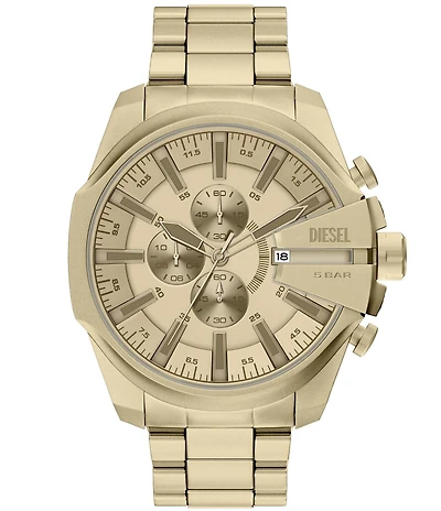 Diesel Men's Mega Chief Slim Chronograph Gold Tone Stainless Steel Bracelet Watch