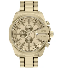 Diesel Men's Mega Chief Slim Chronograph Gold Tone Stainless Steel Bracelet Watch