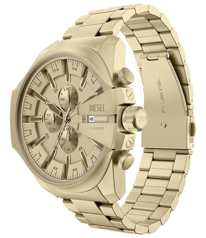 Diesel Men's Mega Chief Slim Chronograph Gold Tone Stainless Steel Bracelet Watch