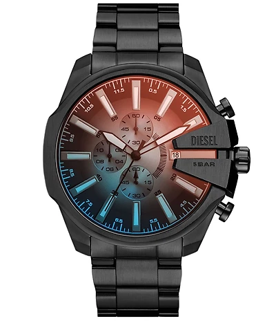 Diesel Men's Mega Chief Slim Quartz Chronograph Black Tone Stainless Steel Bracelet Watch