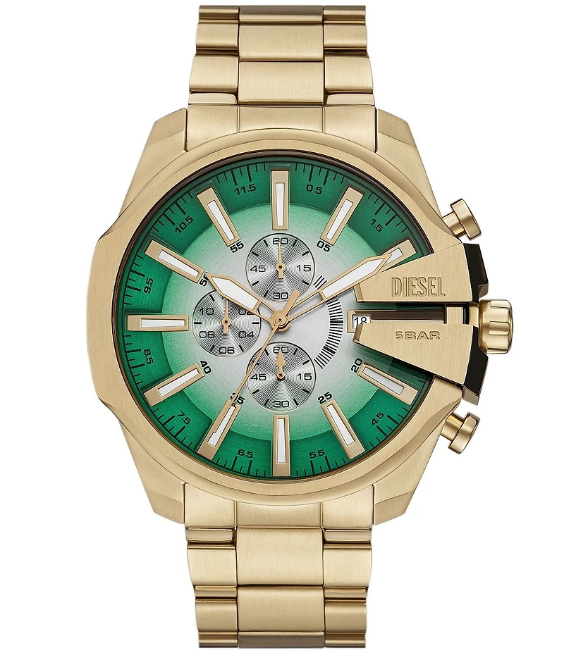 Diesel Men's Mega Chief Slim Quartz Chronograph Gold Tone Stainless Steel Bracelet Watch