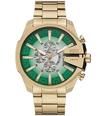 Diesel Men's Mega Chief Slim Quartz Chronograph Gold Tone Stainless Steel Bracelet Watch