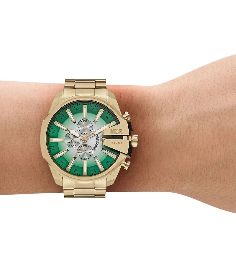 Diesel Men's Mega Chief Slim Quartz Chronograph Gold Tone Stainless Steel Bracelet Watch