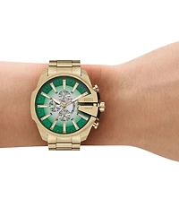 Diesel Men's Mega Chief Slim Quartz Chronograph Gold Tone Stainless Steel Bracelet Watch