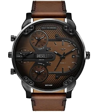 Diesel Men's Mr. Daddy Slim Multifunction Brown Leather Strap Watch