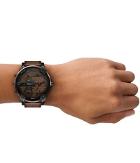 Diesel Men's Mr. Daddy Slim Multifunction Brown Leather Strap Watch