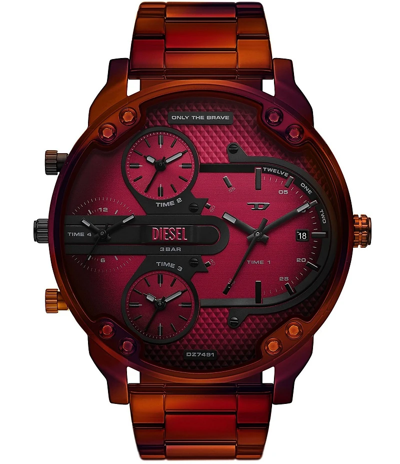 Diesel Men's Mr. Daddy Slim Quartz Three Hand Red Stainless Steel Bracelet Watch