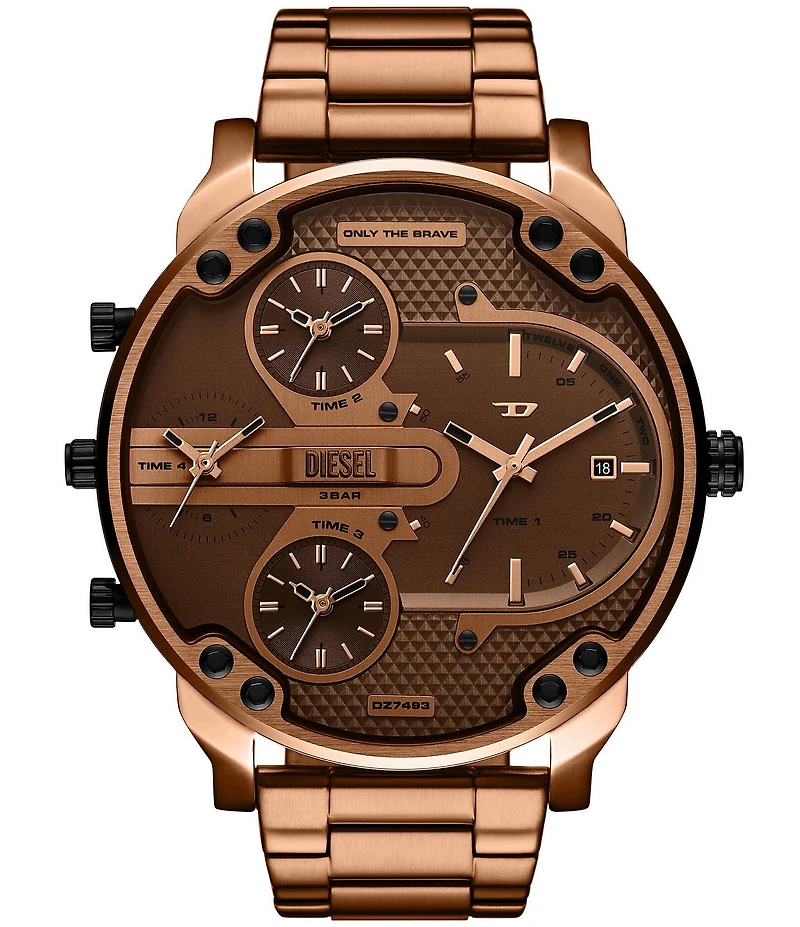 Diesel Men's Mr. Daddy Slim Three-Hand Date Brown Tone Stainless Steel Bracelet Watch