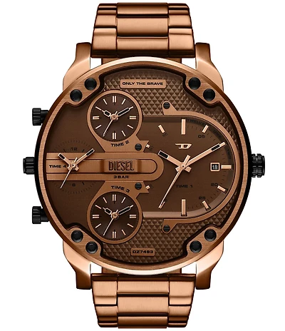 Diesel Men's Mr. Daddy Slim Three-Hand Date Brown Tone Stainless Steel Bracelet Watch