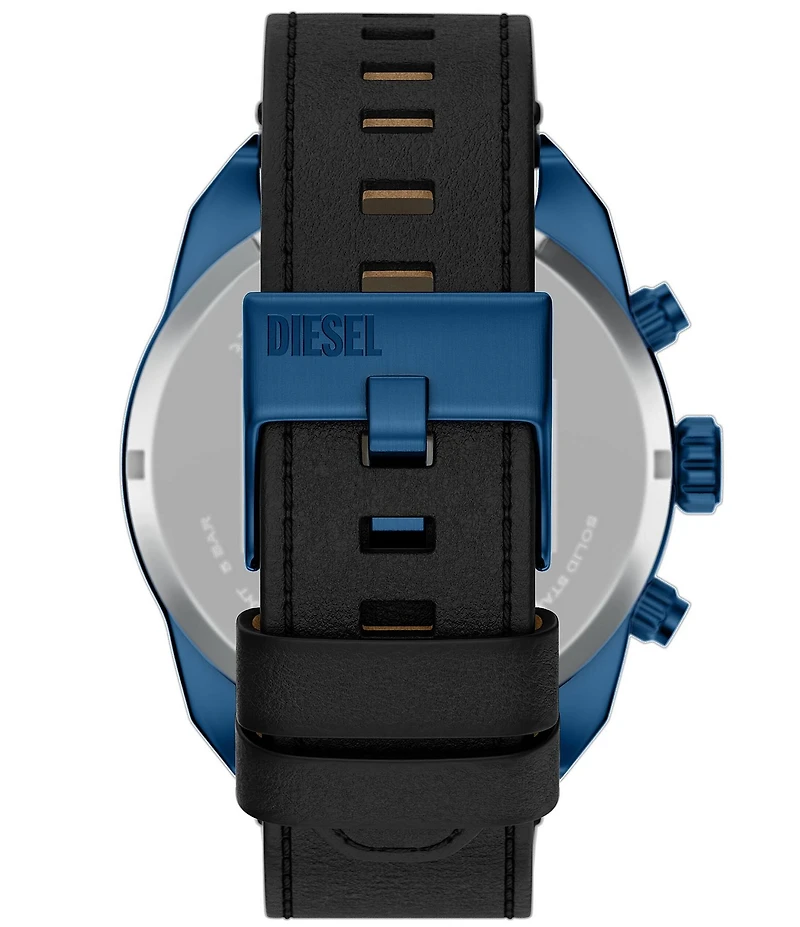 Diesel Men's Spiked Chronograph Black Leather Strap Watch