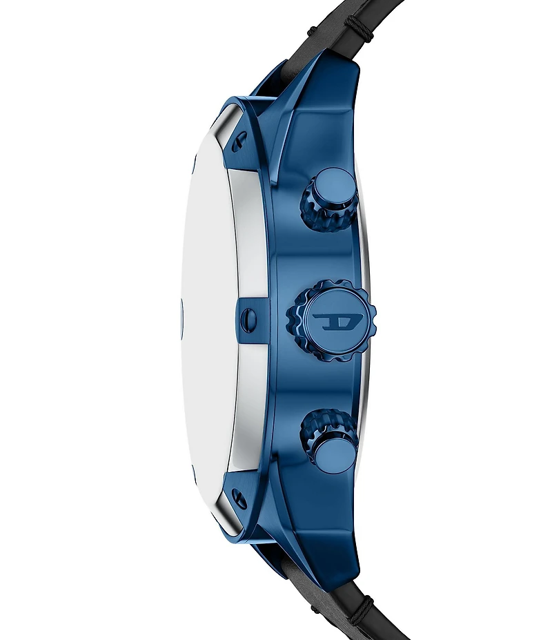 Diesel Men's Spiked Chronograph Black Leather Strap Watch