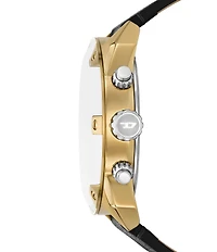 Diesel Men's Spiked Chronograph Black Leather Strap Watch